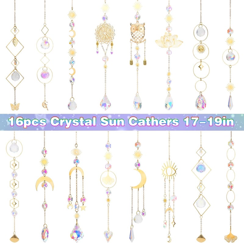 HYBEADS 16 pcs Crystal Suncatcher, Colorful Suncatchers Sun Catchers Indoor Window Hanging Ornaments for Home Garden Ceiling Christmas Party Wedding Indoor Outdoor Decoration Prism Rainbow Maker - Image 2